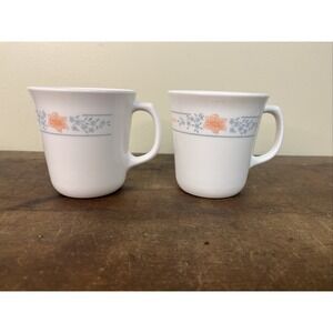 Vintage Corelle Corning Mugs, Set of 2 Apricot Grove 1990's Retired  Milk glass